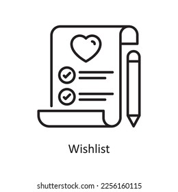 Wishlist  Vector Outline Icon Design illustration. Shopping and E-Commerce Symbol on White background EPS 10 File