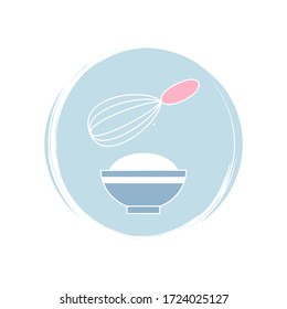 Wisk kitchen tool icon logo vector illustration on circle with brush texture for social media story highlight