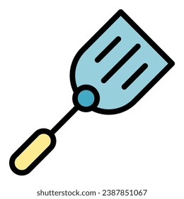 Wisk spatula icon outline vector. Cooking kitchen. Bbq grill color flat