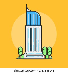 Wisma 46 Building, Flat Design - Vector