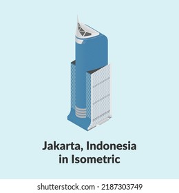 Wisma Mandiri building isometric architectural in Jakarta, Indonesia