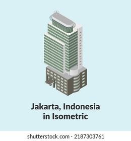 Wisma Mandiri building isometric architectural in Jakarta, Indonesia
