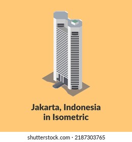 Wisma Mandiri building isometric architectural in Jakarta, Indonesia