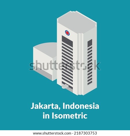 Wisma Mandiri building isometric architectural in Jakarta, Indonesia