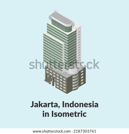Wisma Mandiri building isometric architectural in Jakarta, Indonesia