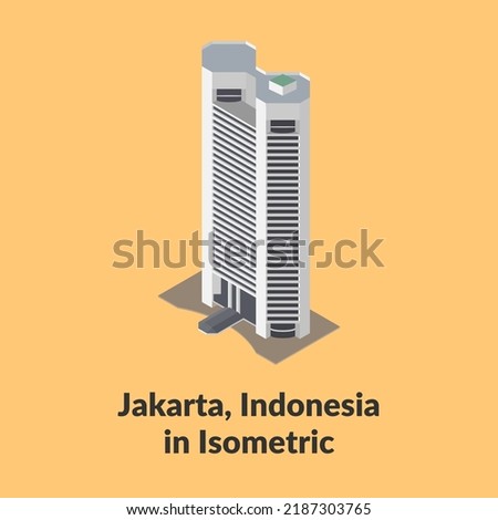Wisma Mandiri building isometric architectural in Jakarta, Indonesia