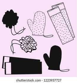wisp of bast, washcloths vector silhouette isolated