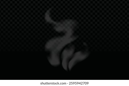 Wisp of Smoke Vector: Gray Cloud, Dark Checkered Background, Diffuse Texture, Swirling Motion, Transparent Element, Ethereal Effect, Atmospheric Design, 3D Appearance, Gentle Vapor.