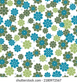 Wispy Abstract Flowers in greens, purples and pale yellow
