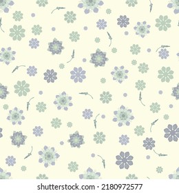 Wispy Abstract Flowers in greens, purples and pale yellow
