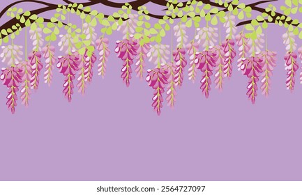 Wisteria Banner Decor Background Wall Mural Interior Vector