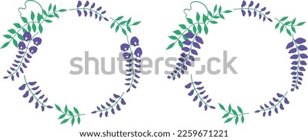 Wisteria flower round frame vector illusration