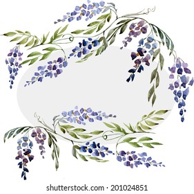 Wisteria,  Frame, Watercolor