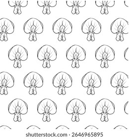 Wisteria sinensis flower Seamless Pattern Hand drawn vector line art, Black and White Flower isolated in white. Beautiful design for textile, wallpaper, wrapping paper and backgrounds