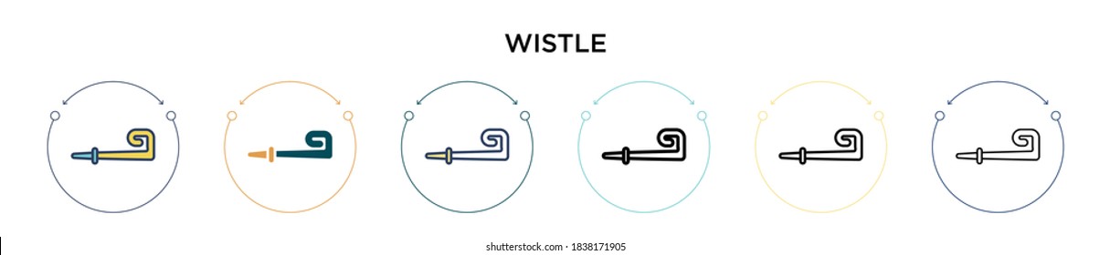 Wistle icon in filled, thin line, outline and stroke style. Vector illustration of two colored and black wistle vector icons designs can be used for mobile, ui, web