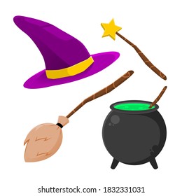 witch accessories graphic asset. magical themed vector.