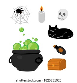 witch accessories on the white background