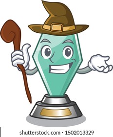 Witch acrylic trophy mascot on a cartoon