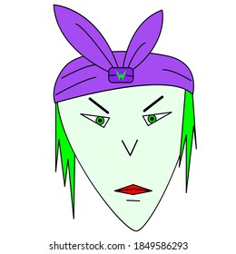 Witch angry face. Vector angry avatar woman face for profile, sticker, icon, app, banner design. Woman clipart face