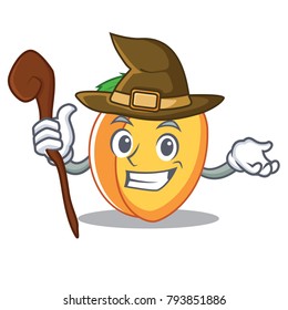 Witch apricot mascot cartoon style