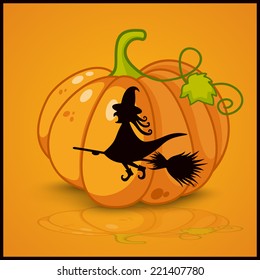 witch, banner and background for pumpkins for Halloween