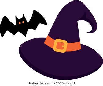 witch and bat hat, for backgrounds and designers