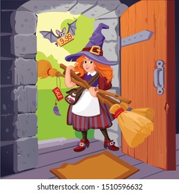 
witch and bat sells brooms