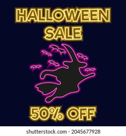 Witch and Bats Halloween Sale