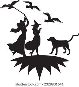 Witch Be Crazy Silhouette Vector Art Icons.