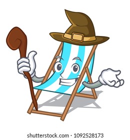 Witch beach chair mascot cartoon
