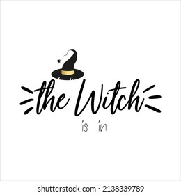 The Witch is in of black ink on a white background. It can be used for greeting card, mug, brochures, poster, label, sticker etc.