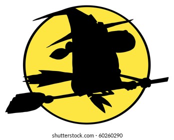  Witch Black Silhouette In Front A Moon