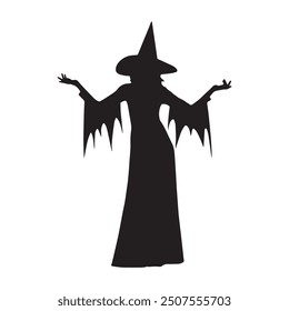 Witch, black silhouette, Halloween, vector design