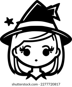 Witch | Black and White Vector illustration