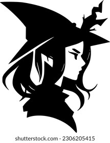 Witch | Black and White Vector illustration