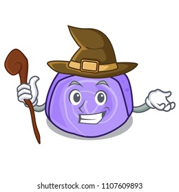 Witch blueberry roll cake mascot cartoon