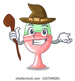 Witch boiled organic chicken egg in cartoon