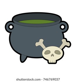 witch boiler with skull