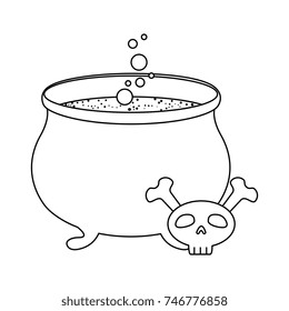 witch boiler with skull