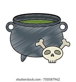 witch boiler with skull