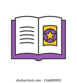 witch book, Halloween related icon, filled outline design editable stroke