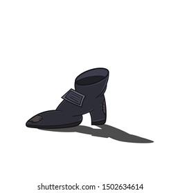 Witch boot on a white background with shadow. Illustration for halloween.