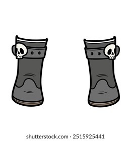 Witch boots with skull buckles color variation. Image produced without the use of any form of AI software at any stage.