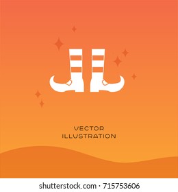 Witch boots vector silhouette icon on gradient background. Halloween autumn flat illustration