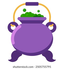 Witch brew cauldron vector cartoon illustration isolated on a white background.