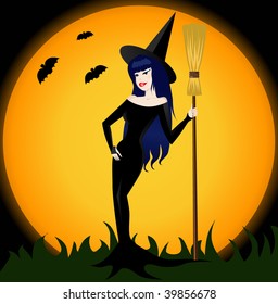 Witch with broom