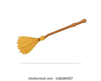 Witch broom besom vector illustration isolated on white
