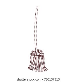 witch broom in brown dotted silhouette on white background