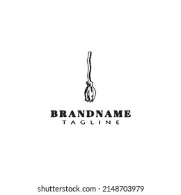 witch broom cartoon logo icon design template black modern isolated vector cute