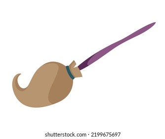 Witch broom in cartoon style. Halloween design element.